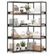 Costway Corner Bookshelf 5-Tier L-Shaped Bookcase 71" Tall Etagere Bookshelf with Metal Frame Brown/Gray
